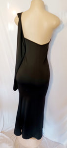 Black spandex One Sleeve Cocktail Dress small Kargo Fresh