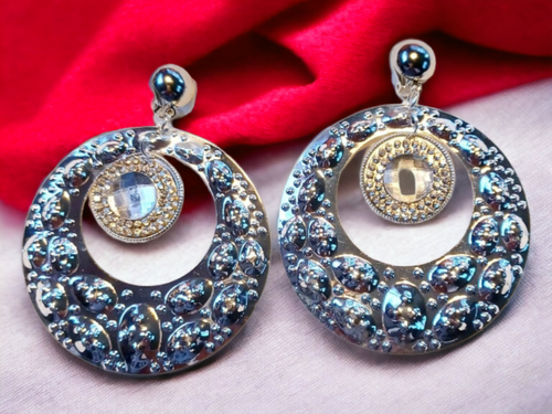 Blingy Hammered hoop Clip on Earrings 3 inch Kargo Fresh