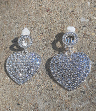 Load image into Gallery viewer, Blingy Rhinestone Heart Clip On Dangle Earrings Kargo Fresh
