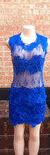 Load image into Gallery viewer, Blue Lace Contrast Cocktail Dress Large Kargo Fresh
