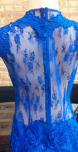 Load image into Gallery viewer, Blue Lace Contrast Cocktail Dress Large Kargo Fresh
