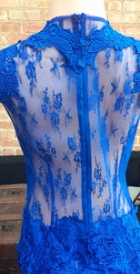 Blue Lace Contrast Cocktail Dress Large Kargo Fresh