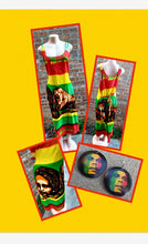 Load image into Gallery viewer, Bob Marley themed sundress and earrings set New XL Kargo Fresh
