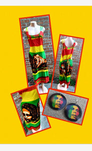 Bob Marley themed sundress and earrings set New XL Kargo Fresh