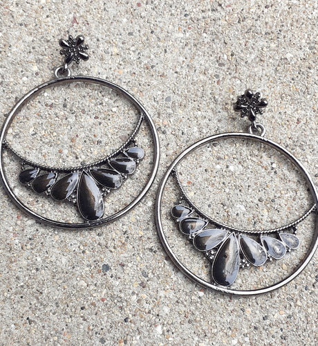 Bohemian Gun Metal Hoop Earrings Kargo Fresh
