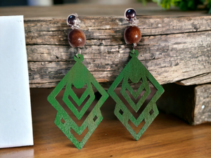 Boho Handmade Wooden Clip Earrings Kargo Fresh