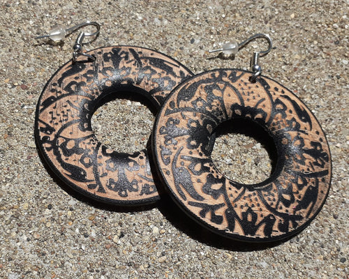 Boho Style Carved Wooden Hoop Earrings Kargo Fresh