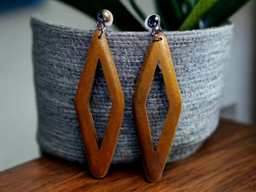 Boho minimalist Wood Clip On Earrings Kargo Fresh