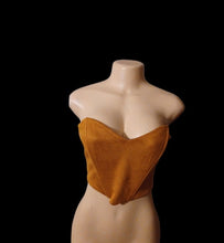 Load image into Gallery viewer, Brown faux suede crop top new large Kargo Fresh
