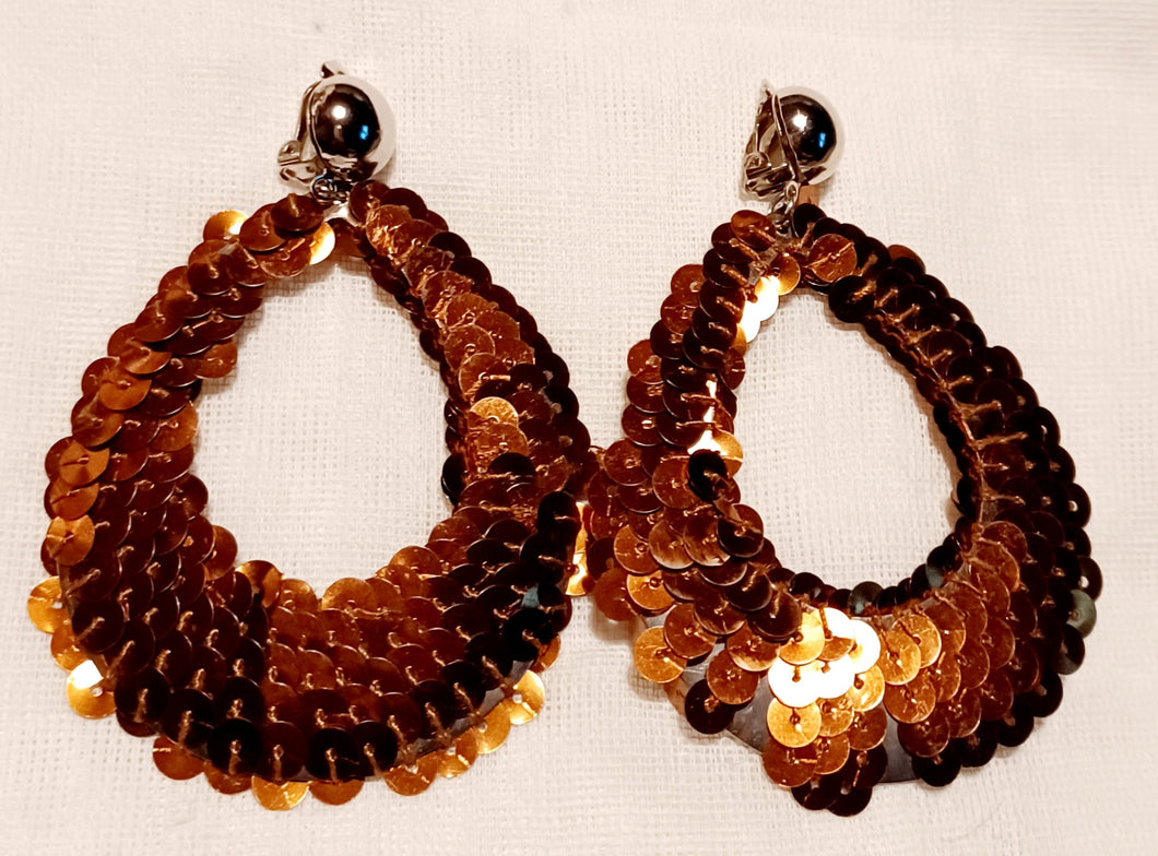 Brown sequin clip on hoop earrings Kargo Fresh