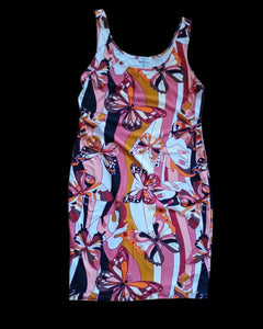 Butterfly print stretch  midi dress 3xl Kargo Fresh