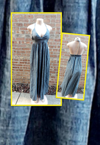 Chambray Cotton Maxi Dress Medium Kargo Fresh