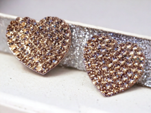 Load image into Gallery viewer, Chunky Clip on Rhinestone Cluster  Heart Stud Earrings Kargo Fresh
