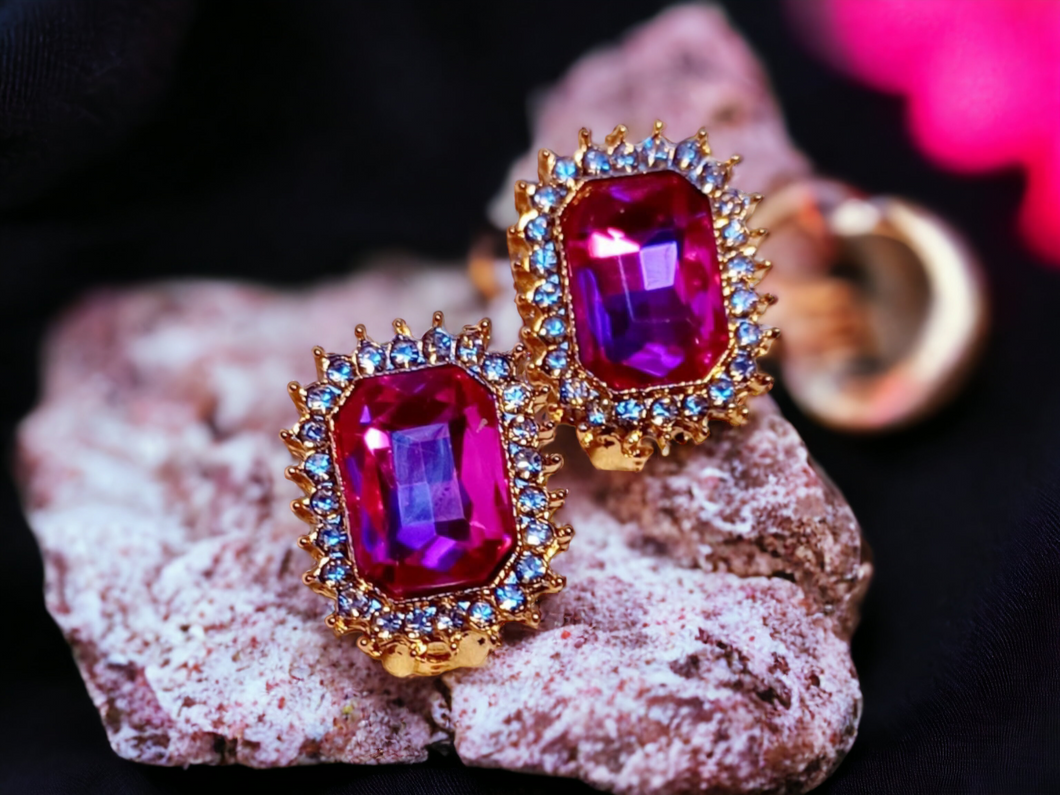 Chunky Clip on Rhinestone Cluster  Stud Earrings Kargo Fresh