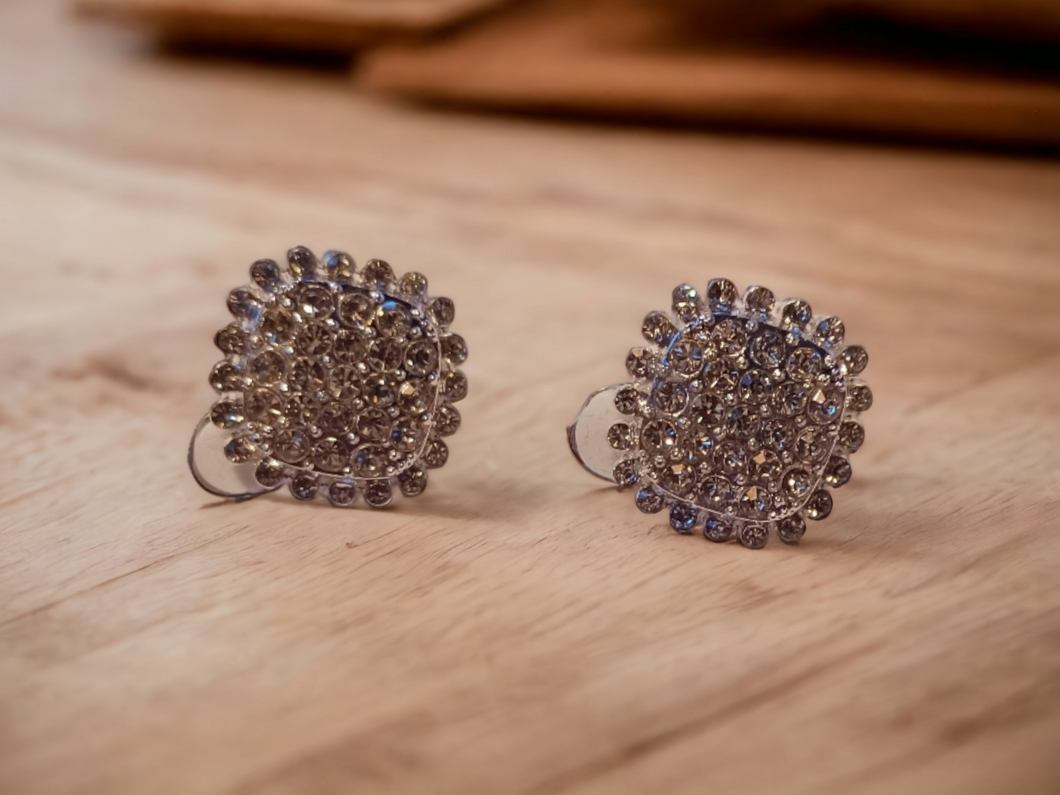 Chunky Clip on Rhinestone square Cluster  Stud Earrings Kargo Fresh