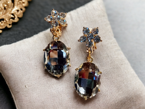 Chunky Handmade Rhinestone Clip On Earrings Kargo Fresh