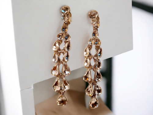 Chunky Rhinestone runway clip on earrings Kargo Fresh
