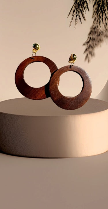 Chunky Wooden Hoop Clip Earrings Kargo Fresh