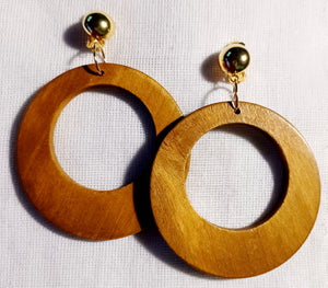 Chunky Wooden Hoop Clip Earrings Kargo Fresh