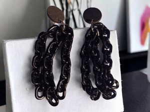 Chunky acrylic chain and wood earrings Kargo Fresh