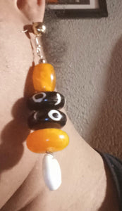 Chunky bear and cowrie shell earrings handmade Kargo Fresh