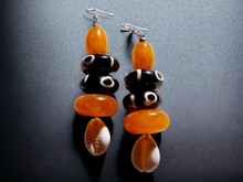 Load image into Gallery viewer, Chunky bear and cowrie shell earrings handmade Kargo Fresh
