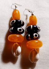 Load image into Gallery viewer, Chunky bear and cowrie shell earrings handmade Kargo Fresh
