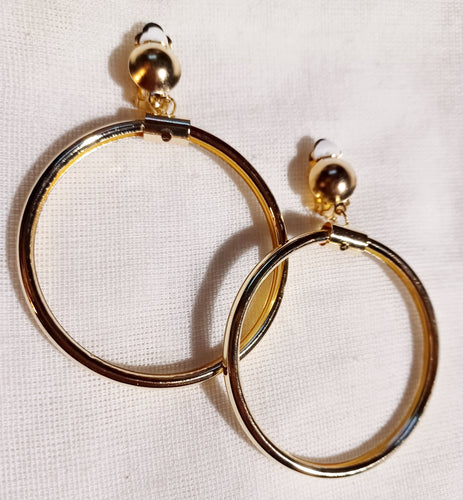 Chunky gold metal clip on hoop Earrings Kargo Fresh