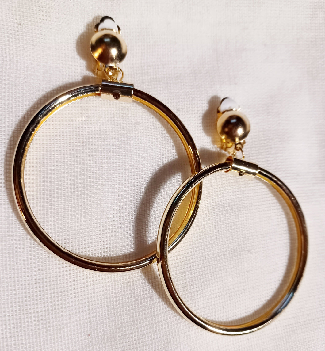 Chunky gold metal clip on hoop Earrings Kargo Fresh