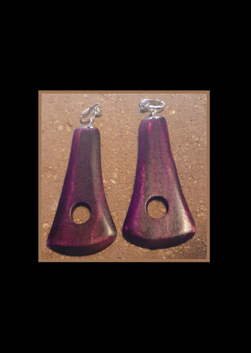 Chunky handmade Natural Wood Clip On Earrings Kargo Fresh