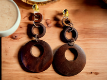 Load image into Gallery viewer, Chunky handmade Natural Wood Clip On Earrings Kargo Fresh
