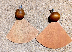 Chunky handmade Natural Wood Clip On Earrings Kargo Fresh