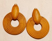 Load image into Gallery viewer, Chunky handmade Natural Wood Clip On Earrings Kargo Fresh
