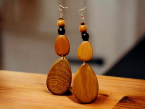 Chunky handmade Natural Wood Clip On Earrings Kargo Fresh