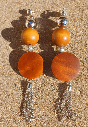 Chunky handmade Natural Wood Clip On Earrings Kargo Fresh