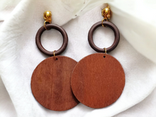 Load image into Gallery viewer, Chunky handmade Natural Wood Clip On Earrings Kargo Fresh
