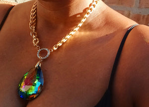 Chunky rhinestone clip on earrings and necklace set Kargo Fresh