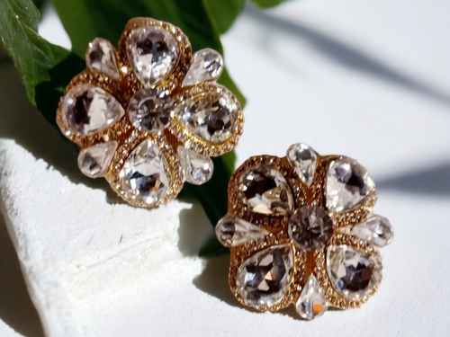 Chunky rhinestone cluster clip on earrings Kargo Fresh