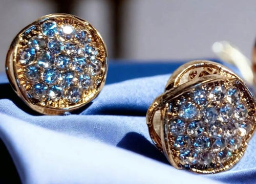 Chunky rhinestone stud clip on earrings Kargo Fresh
