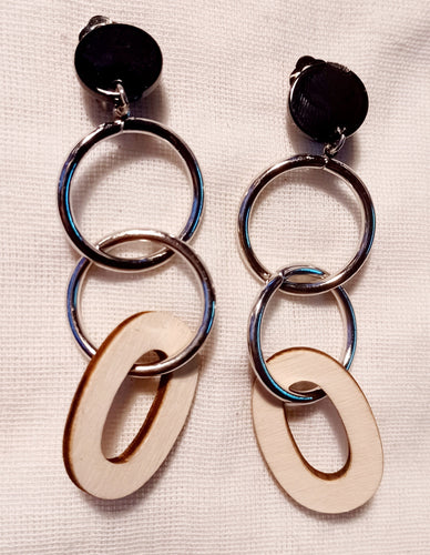 Chunky silver  metal Multi Hoop Clip On Earrings Kargo Fresh