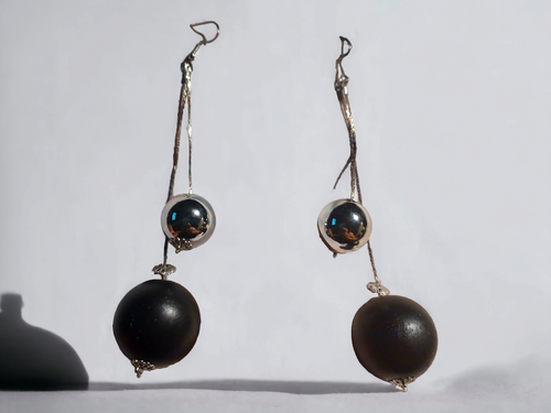 Chunky wooden ball and chain earrings Kargo Fresh