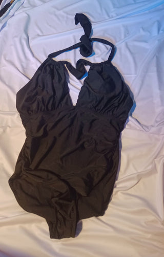 Classic Black Halter 1 piece swimsuit L Kargo Fresh