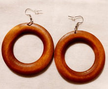 Load image into Gallery viewer, Classic Brown Wood Hoop Earrings Kargo Fresh
