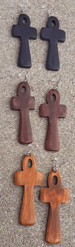 Classic Hand Carved Wooden Ankh Earrings Kargo Fresh