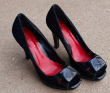 Load image into Gallery viewer, Classic Open Toe Black Suede Pumps Size 6.5 Kargo Fresh
