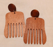 Load image into Gallery viewer, Classic Wooden Afro Pick Earrings Kargo Fresh
