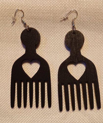 Classic Wooden Afro Pick Earrings Kargo Fresh