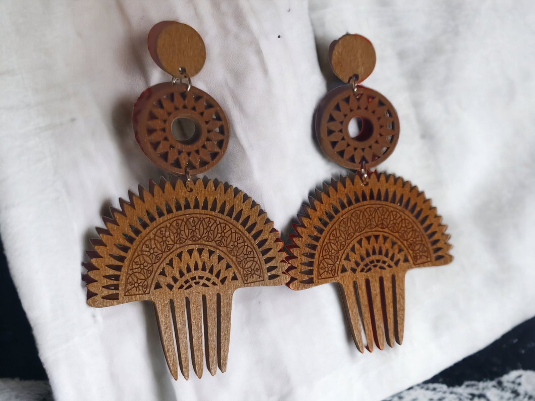 Classic Wooden Afro Pick Earrings Kargo Fresh