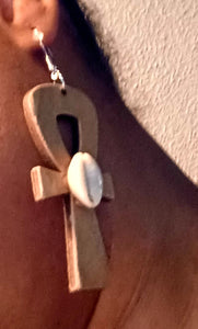 Classic Wooden Ankh Clip on Earrings Kargo Fresh