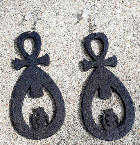 Classic Wooden Ankh Earrings Kargo Fresh